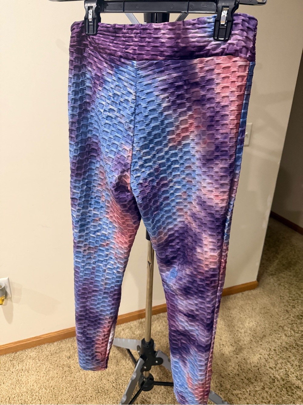 eye candy Purple and Blue Tie-Dye Textured Leggings